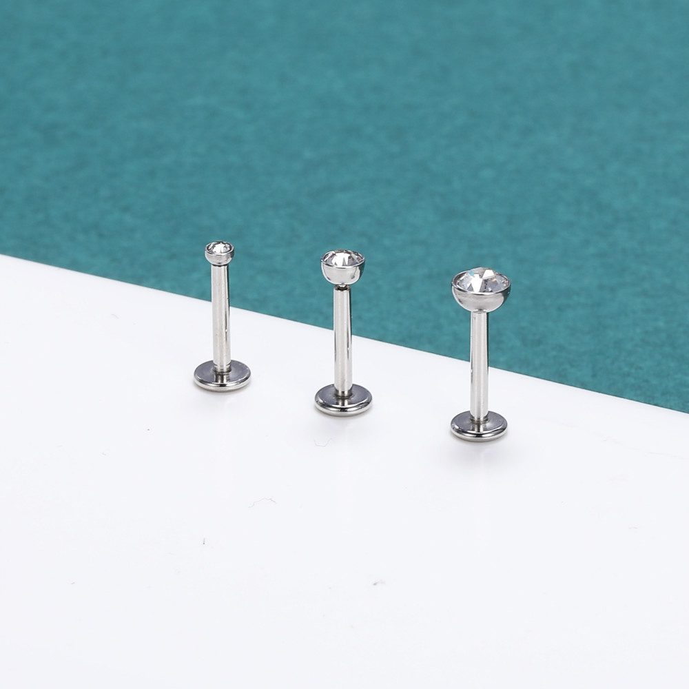 3pcs / Lot Anting Tindik Bibir / Tulang Rawan Telinga Bahan Stainless Steel 16g Hias Kristal