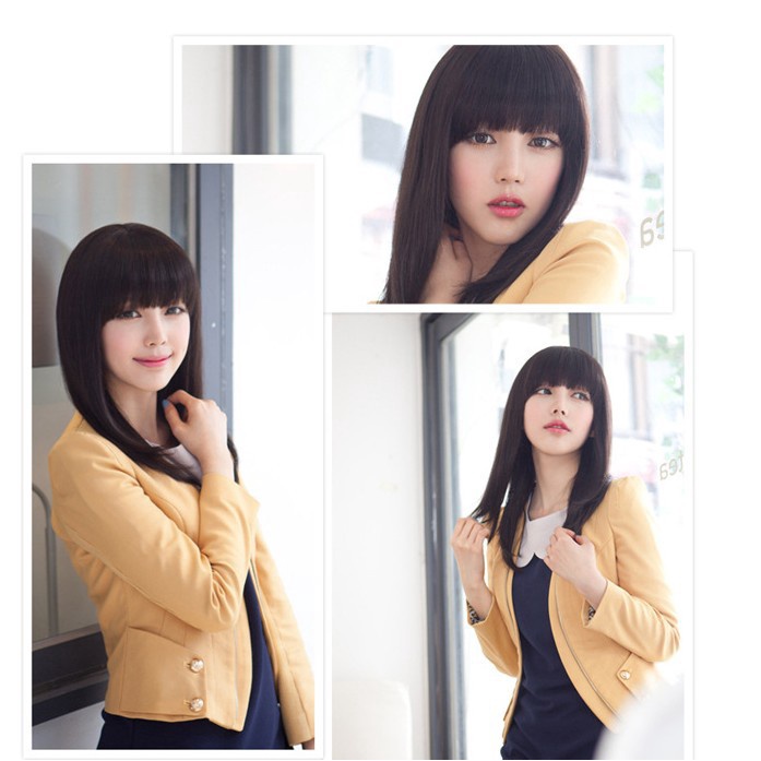 Wig Full Wanita Short Straight Hair Rambut Palsu Berponi Cantik Natural / Wig Rambut Cewek