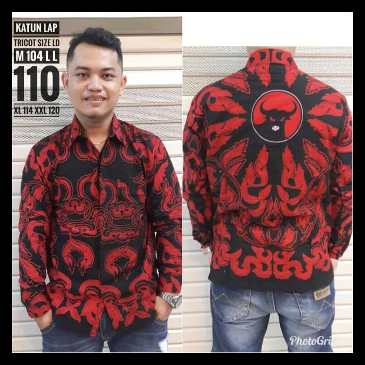 Batik Solo Kemeja Hem Panjang PDI Perjuangan PDI-P 3 Barcellone Batik TERJAMIN