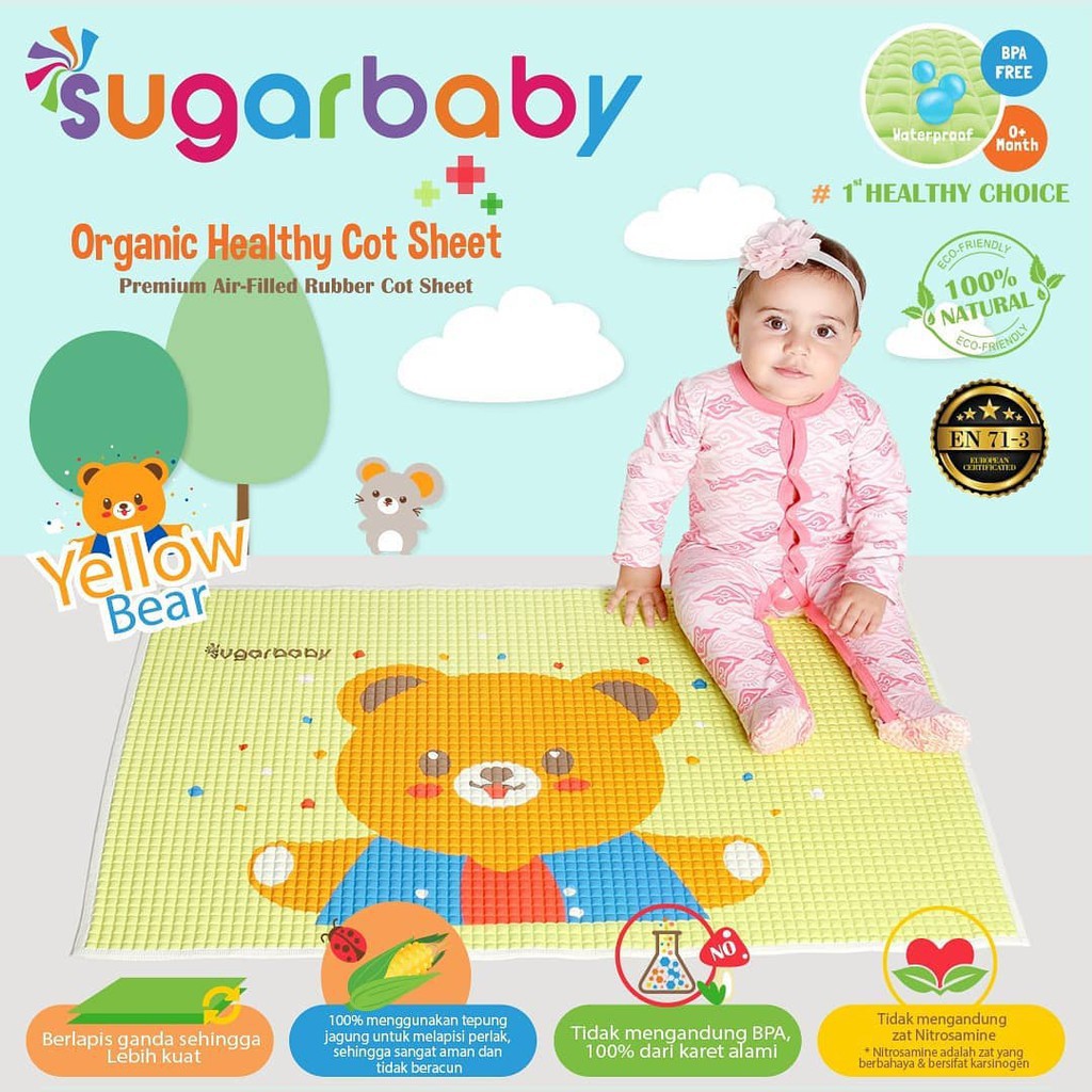 Sugarbaby Perlak Bayi Karet Organic Healthy Cot Sheet Sugar Baby