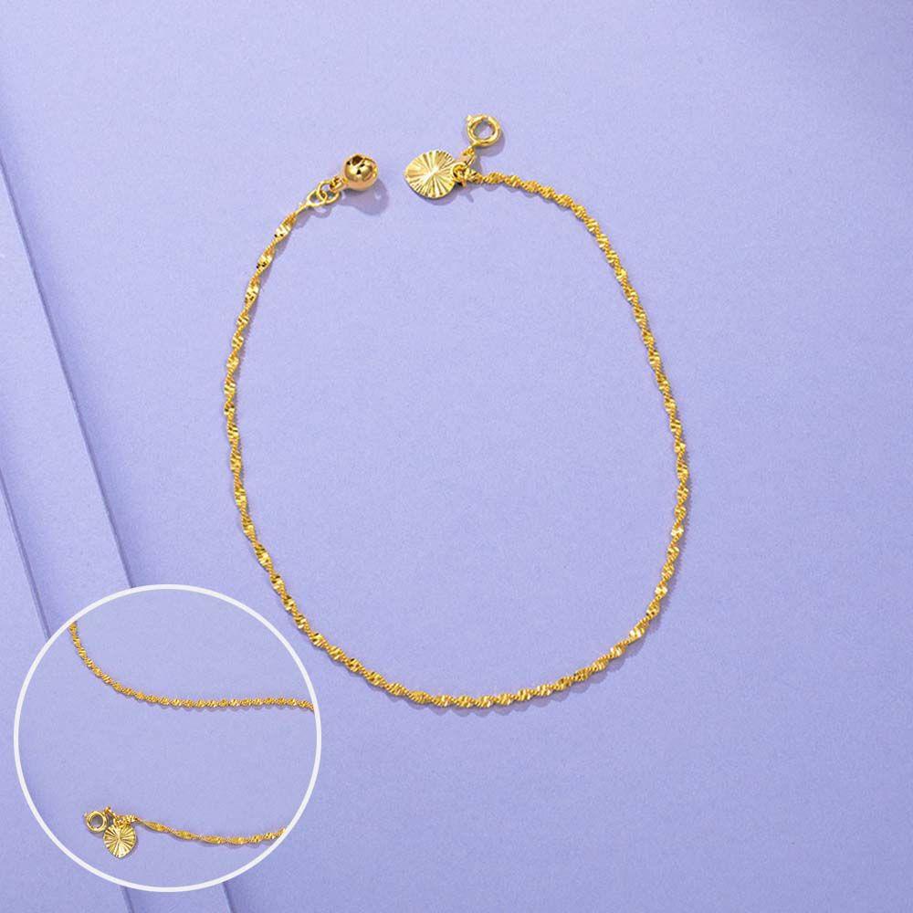 Gelang Kaki Nanas Wanita Perhiasan Aksesoris Perhiasan Menarik Rantai Tipis Drop Chain Hollow Perhiasan Gelombang Air Bell Liontin Kalung