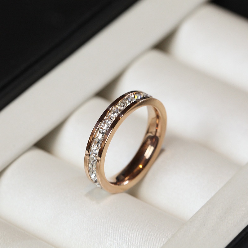 Bisa Cod Cincin Emas Asli Kadar 375 Crystals Cincin RoseGold  (Size:5-8#) 824C2# Ready Stok