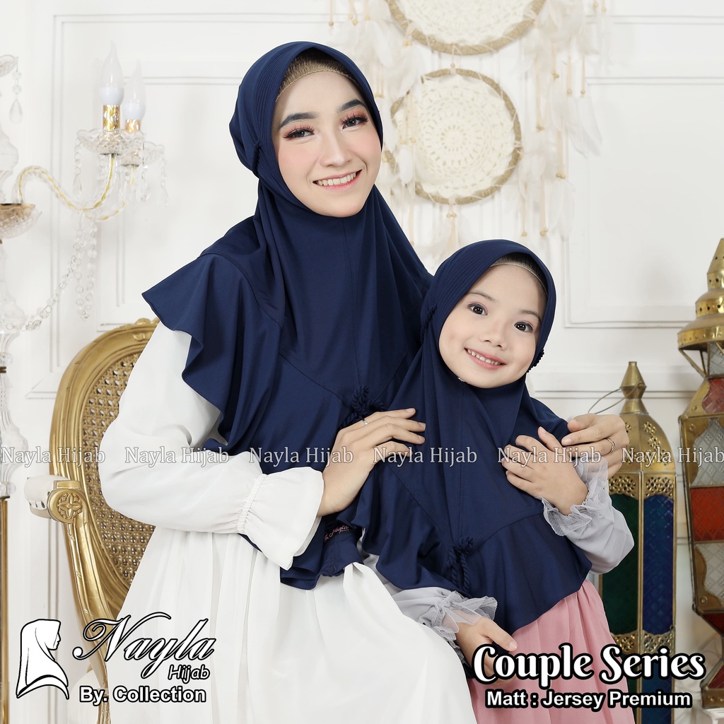 Kerudung Instan Tali Kepang COUPLE SERIES Ibu dan Anak  Jilbab Instan Jersey Airis Terbaru Nayla Hija'b