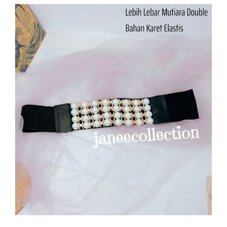 ikat pinggang mutiara tali karet elastis size besar untuk wanita