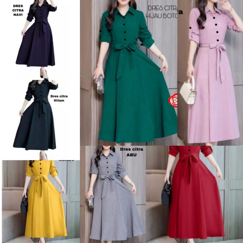 Maxi Dress Citra Terbaru/ Dress Wolpeach Premium/ Fashion Wanita Korean Style/ Dress Kekinian/ Lengan Panjang