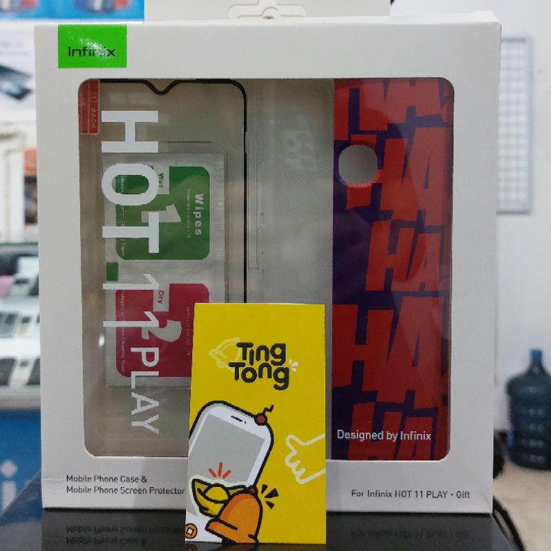 Softcase dan Temper Glass Infinix Hot 11 Play Original Asli