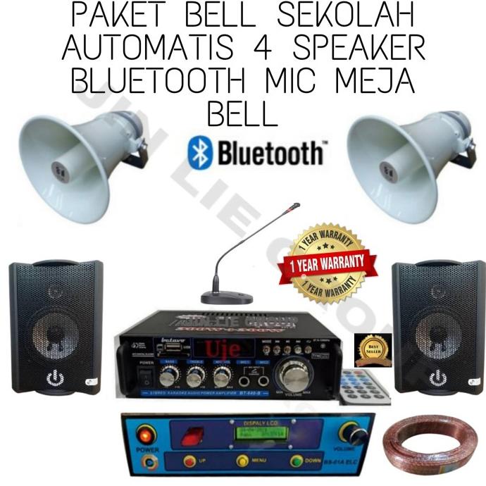 PAKET SOUND SEKOLAH AUTOMATIS 4 SPEAKER PLUS MIC PODIUM BELL