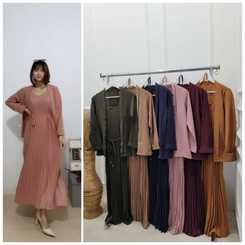 SET DRESS DUCHESS 937 || Setelan wanita, one set dress blazer, bahan furano