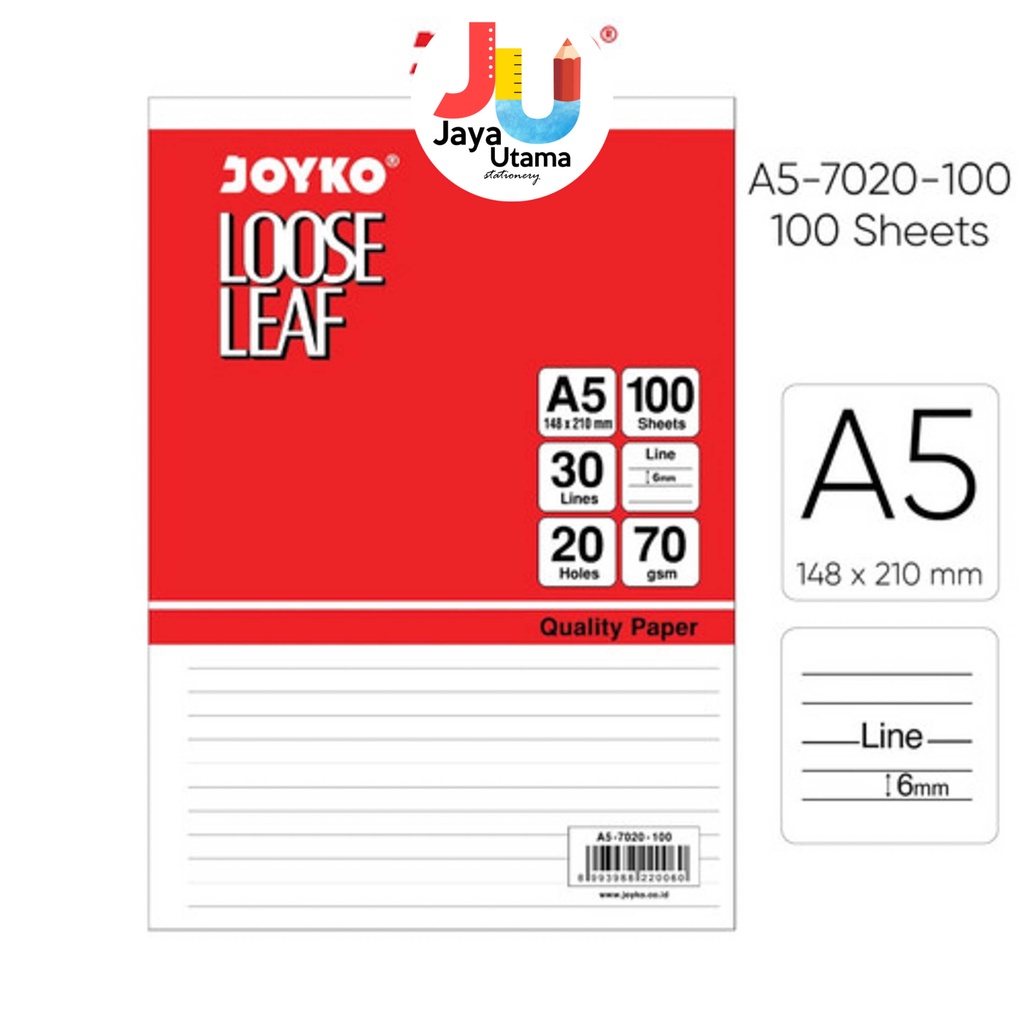 

Loose Leaf A5 100 Lembar Joyko GARIS