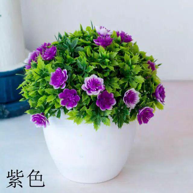 COD/BONSAI BULAT Mini Ball Tanaman Bulat Bunga Artifisial Bulat Dekorasi Rumah Bunga Plastik BP8805-Ungu