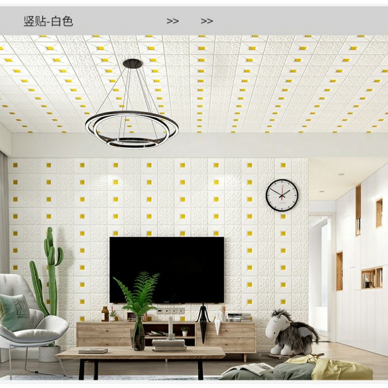 PEKANBARU Wallpaper foam  3D 6mm-7mm-batik gold 3mm