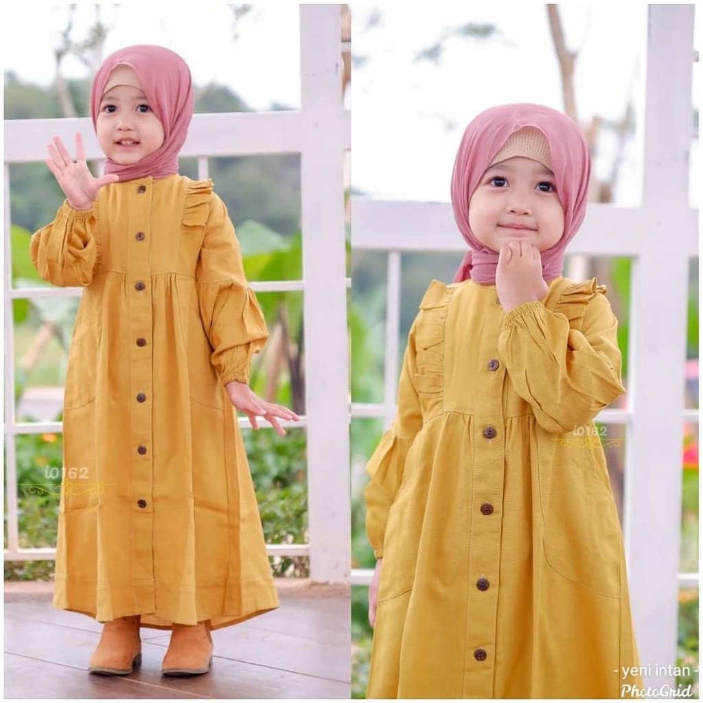 Grosir Gamis rempel set kerudung  anak 2-7 tahun Elegan