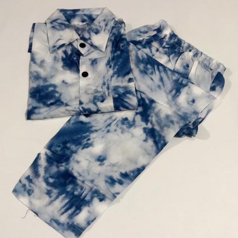 tie die navy stelan rayon premium bisa couple mom dad kids and family