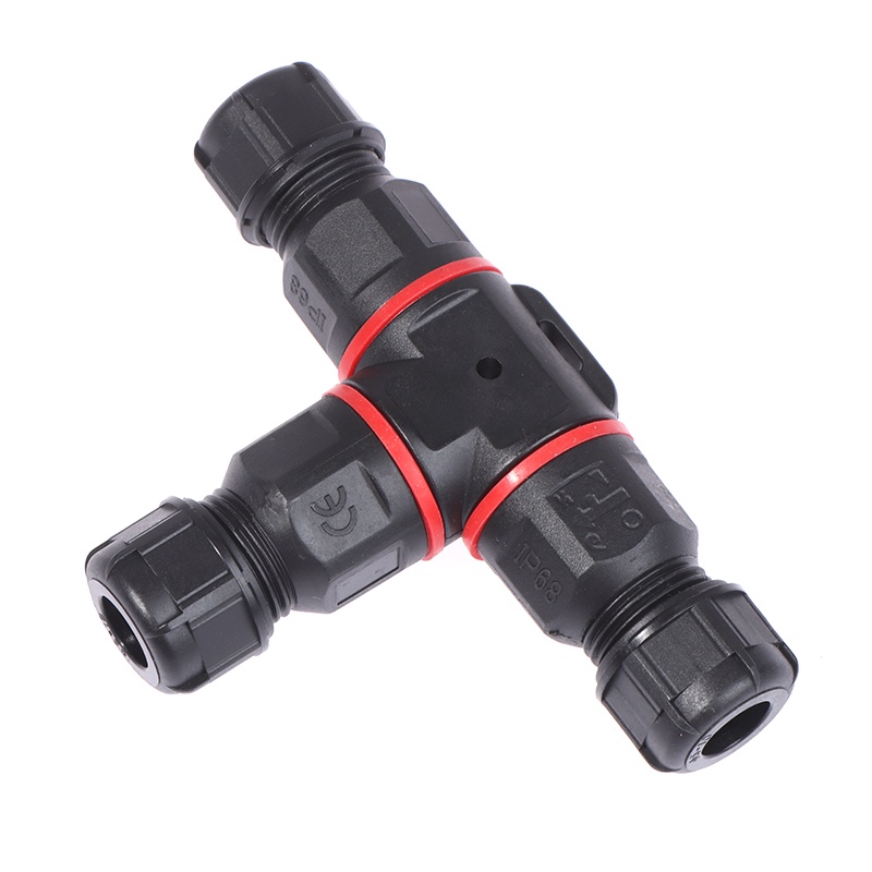 DEID IP68 Waterproof connector T Shape 3 Pin 250V 24A Cable Wire Gland Sleeve connect 210916