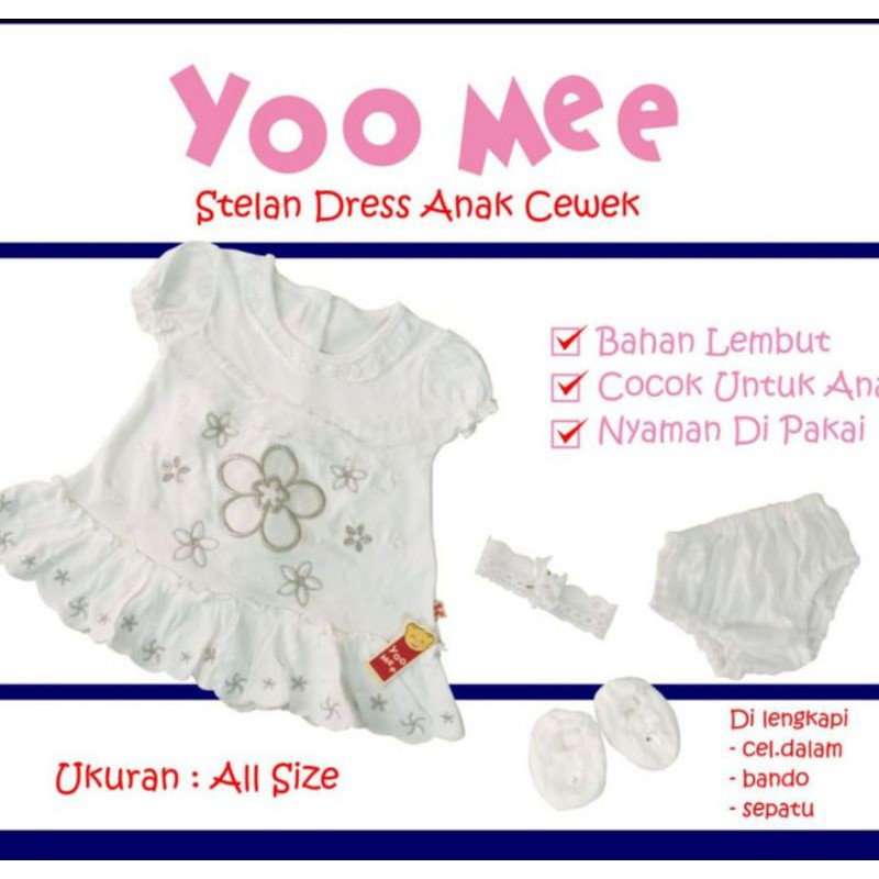 Stelan dress set putih anak 3-6bulan