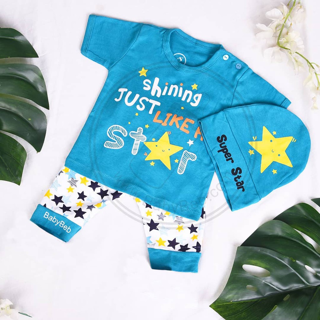 Star Kids / Head in the clouds Babybeb Baju Setelan Kaos Celana Pergi Jalan Lucu Fashion Anak Bayi Cowok Laki Terlaris