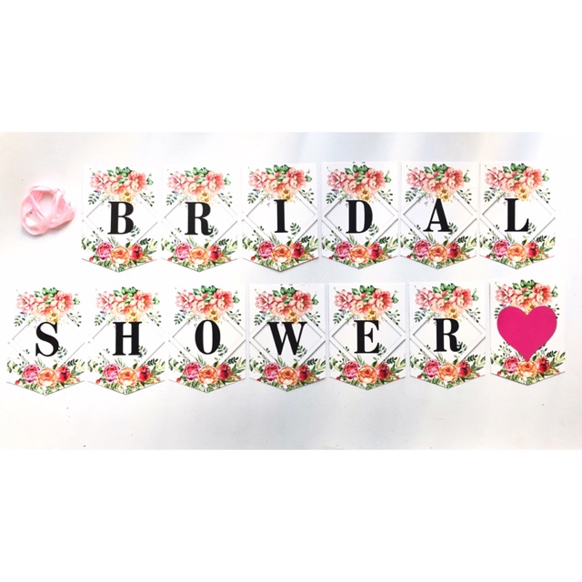 Banner/ Rangkaian/ Bunting Flag Bridal Shower Floral