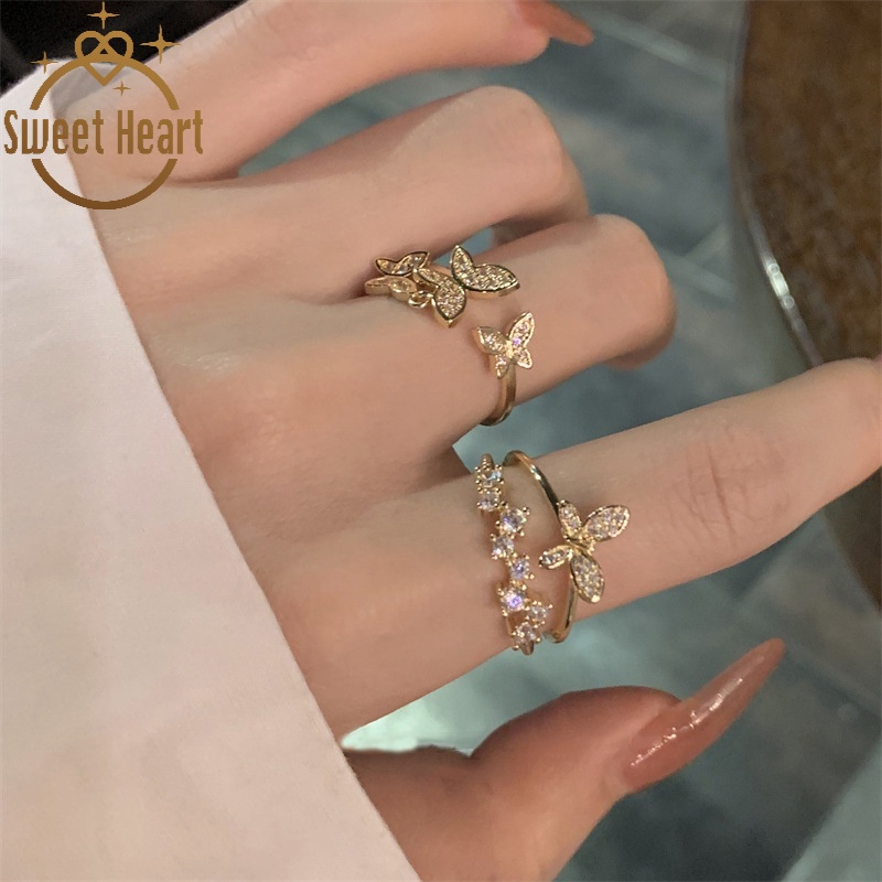 Cincin Double layer Model Butterfly Adjustable Untuk Wanita