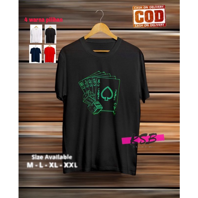 baju kaos distro pria dewasa kartu remi/kaos dewasa remi/t-shirt dewasa/kaos dewasa lengan pendek