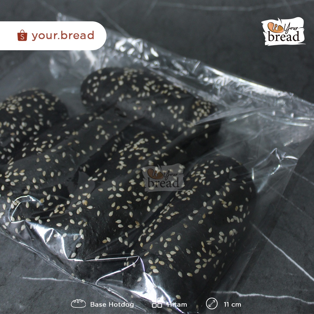 

Roti Hotdog Warna Hitam 11cm isi 5 | Base Hotdog (Long Burger) 11cm