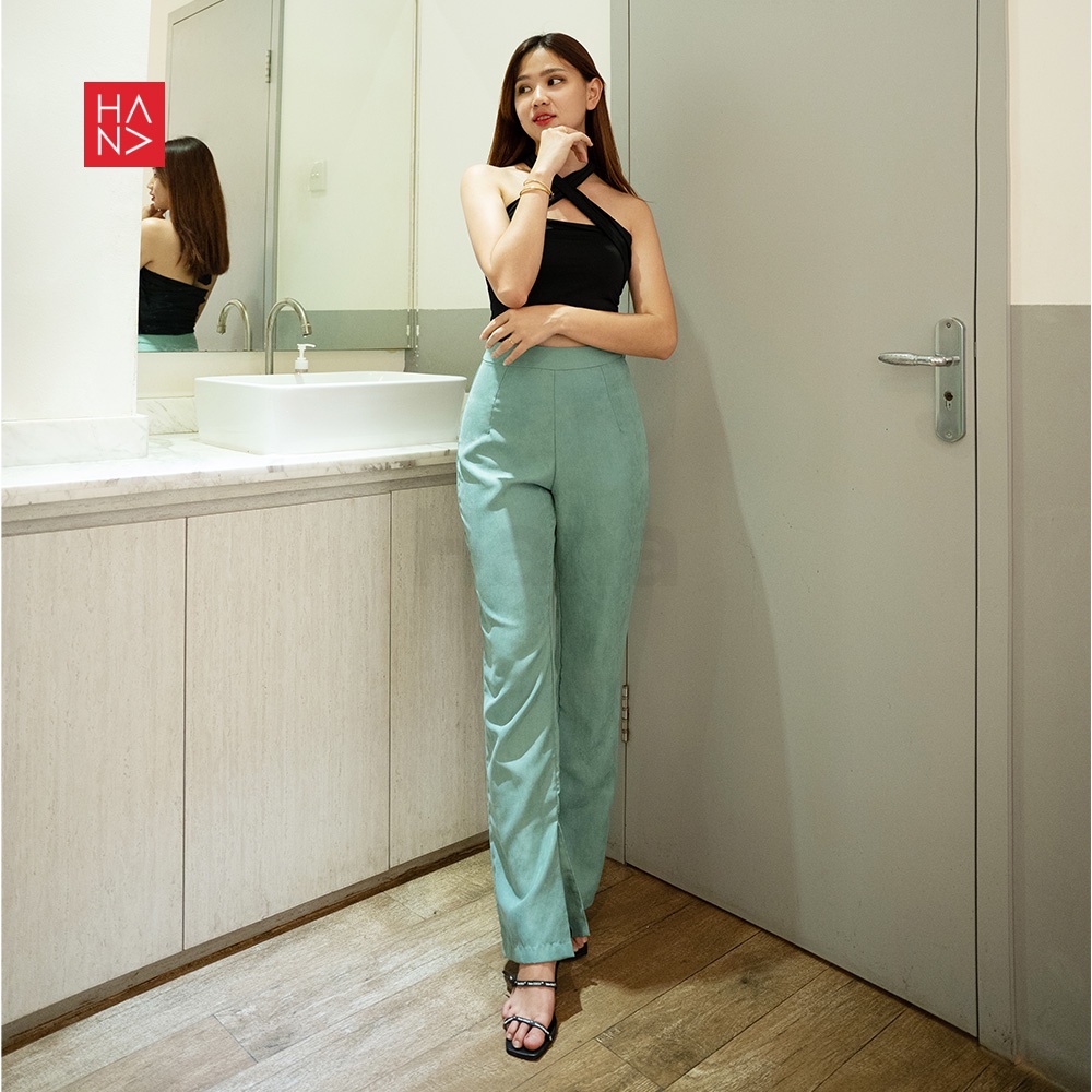 HanaFashion JKT - Geni Corduroy Loose Slit Pants Celana Corduroy Panjang Slim Wanita - LP086