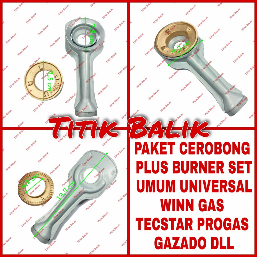 PAKET Cerobong Dan Burner Kompor Gas Umum Winn Gas Tecstar Gazado Dll