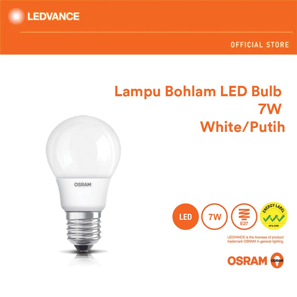 WSELLER- Osram Lampu Bohlam LED 7 Watt (Pengganti Bohlam Pijar 60 Watt) 1 Pcs - Putih