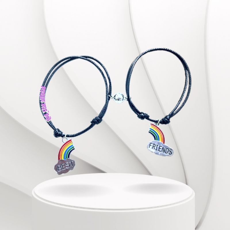 gelang couple magnet persahabatan 2 sahabat liontin alloy karakter pelangi rainbow