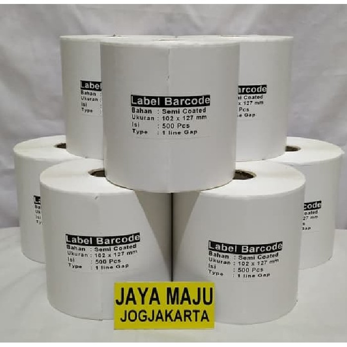

LABEL BARCODE SEMICOATED 102 X 127 MM1 LINE GAP CORE 1" ( LABEL JNE )
