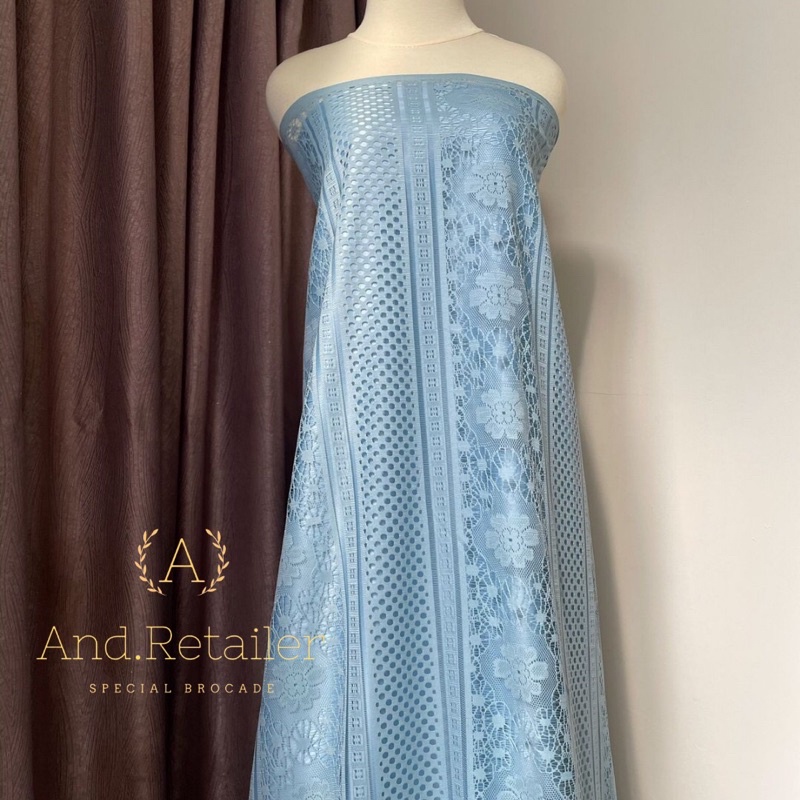 Brokat Lace Vintage Royal warna Pastel Blue