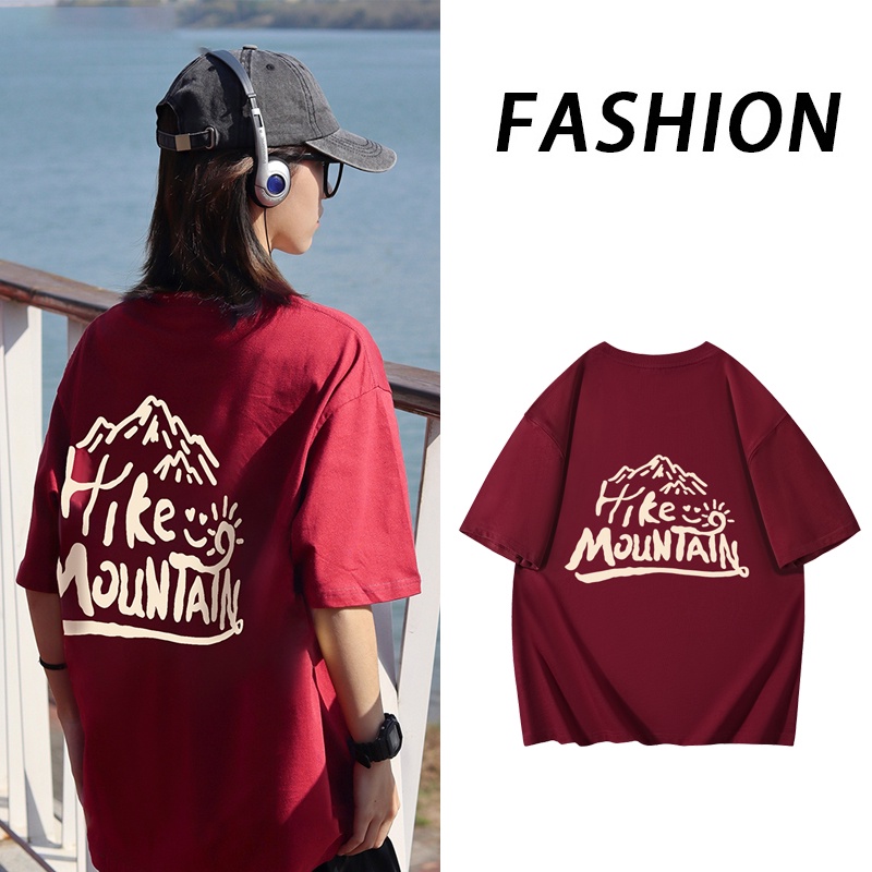 【 Penawaran Istimewa 】Import Korean Style Original Kaos Wanita / Baju Warna Wine Red Atasan Wanita / New Oversize Premium Fashion Kaos Unisex