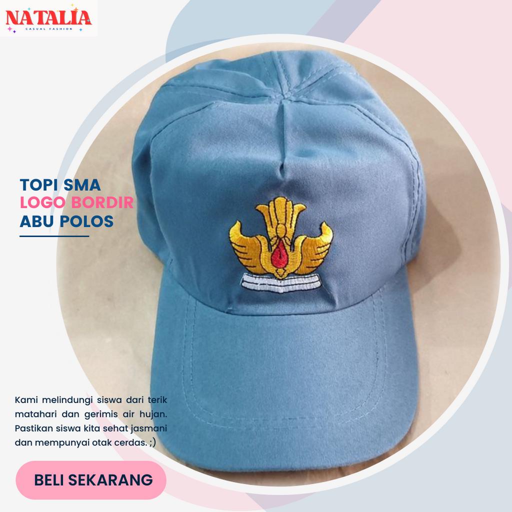 Topi Seragam SMA Abu - Seragam Sekolah - Perlengkapan