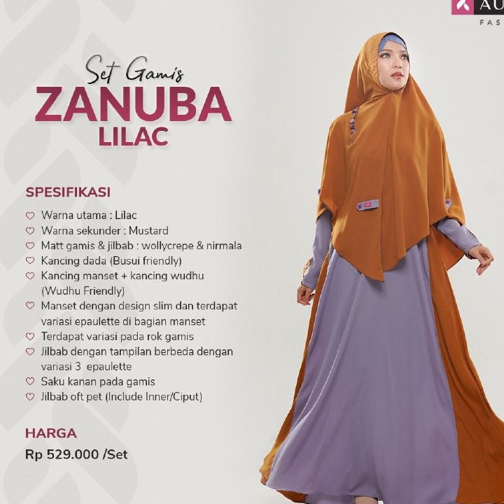 Gamis Aulia Zanuba Lilac (Set Gamis Syari)