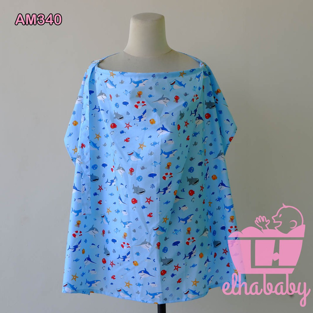 Paket Perlengkapan Ibu &amp; Bayi Nursing Bra Apron Menyusui Bayi Karakter Baby Shark Blue Sea Terlaris