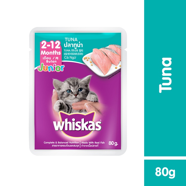 WHISKAS® Makanan Kucing Basah Junior Rasa Tuna 80 g