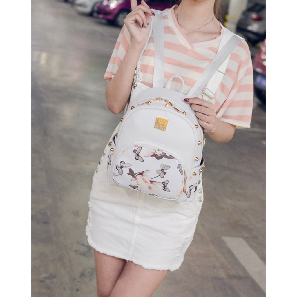 Tas Ransel Wanita Mini Fashion Korea Style Tas Punggung Motif Backpack Bag Cewek Kulit PU Azgalery T59