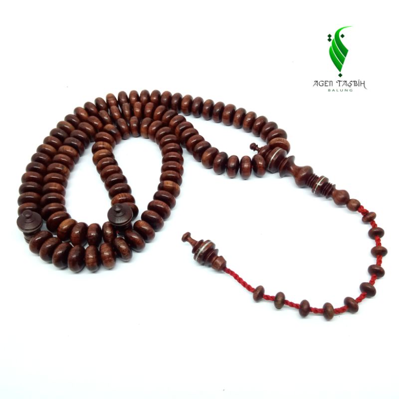 Tasbih Kayu Galih Nagasari Pipih Super Size 7mm x 12mm, Tasbih Muslim 99 Butir, Tasbih Antik, 100% ORIGINAL!!