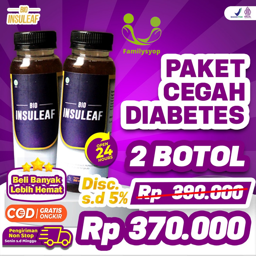 Paket Cegah Diabetes 2 Botol Bio Insuleaf – Herbal Alami Bantu Atasi Kencing Manis Turunkan Gula Darah Asam Urat Kolesterol Cegah Gagal Ginjal &amp; Perbaikan Sel Yang Rusak