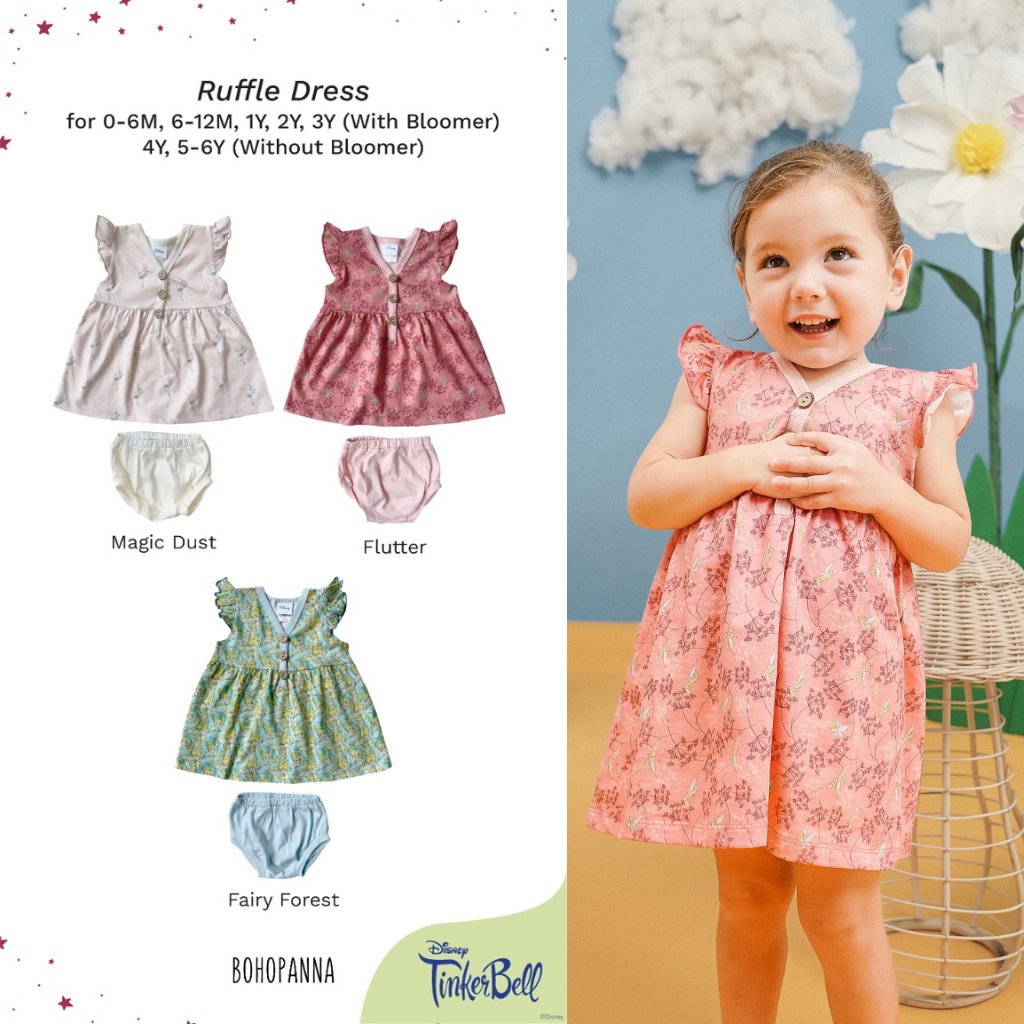 BOHOPANNA - RUFFLE DRESS DISNEY / Dress Anak Perempuan