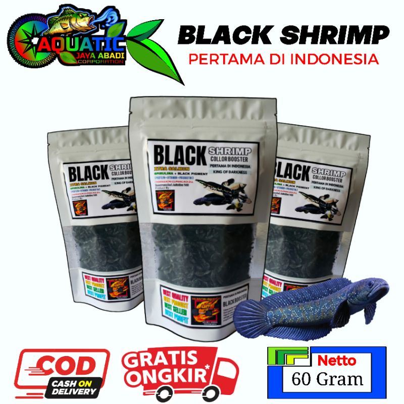BLACK SHRIMP PAKAN CHANNA ASIATICA WS 60 GRAM