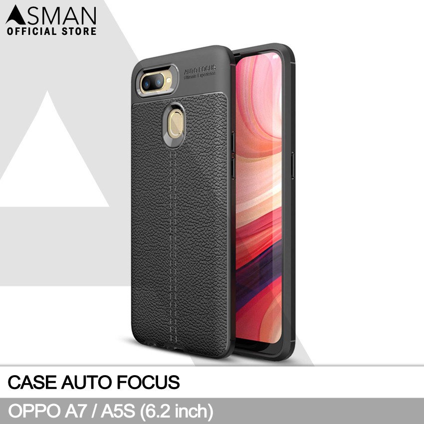 Auto Focus OPPO A7 / A5S (6.2&quot;) | Soft Case Leather Premium - Hitam