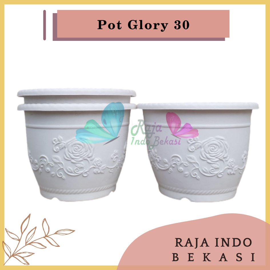 Pot Glory 30 Cm Putih Motif Pot 30 Plastik 30cm Glory Vas Pot Plastik Bunga Putih