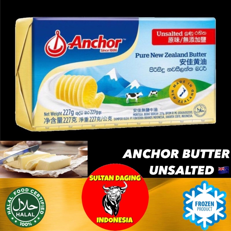 

ANCHOR UNSALTED TAWAR BUTTER 227 GR IMPORT NEWZEALAND/MENTEGA UNSALTED/ ELLE UNSALTED BUTTER 200GR/ PREMIUM BUTTER/BUTTER TAWAR UNSALTED/BUTTER ANCHOR