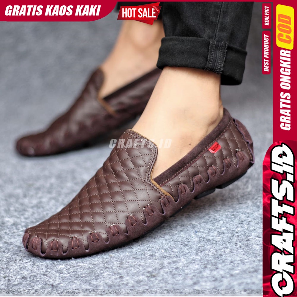 CRAFTS ZIRAGA Sepatu Casual Slip On Kulit Syntetik Slop Antislip Pria Santai Keren Original