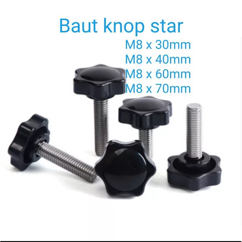 Baut knop star M8 x 30mm baut kuping pegangan murah