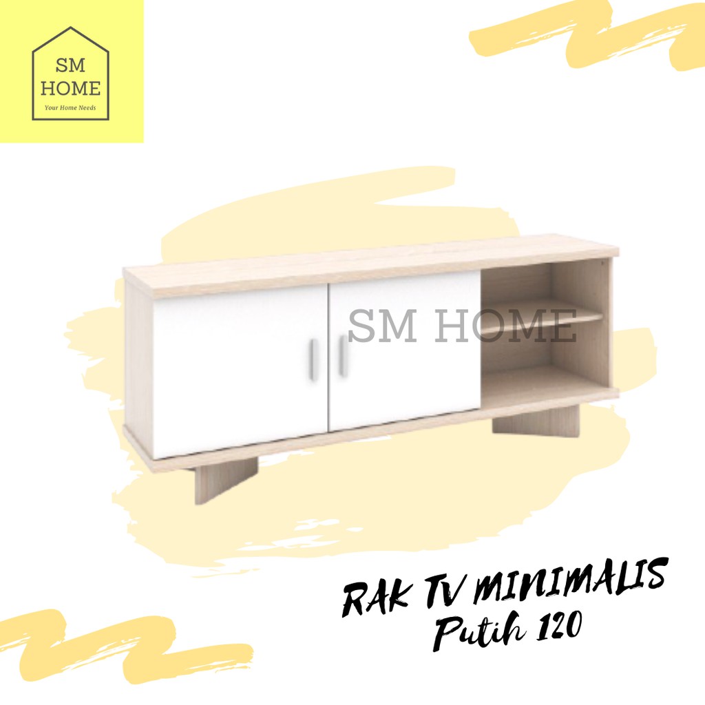 RAK TV MINIMALIS PUTIH MEJA TV LEMARI TV BUFFET TV MINIMALIS PUTIH