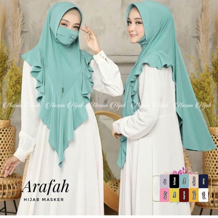 Jilbab Instan Arafah Hijab Masker Khimar syari Muslim - Biru Muda