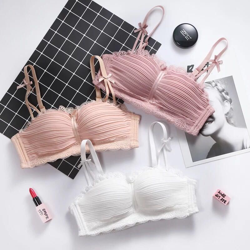 Blackpink Bra Push Up Renda BH Pakaian Dalam Wanita Bralette Tanpa Kawat Tali Pita Import 1173