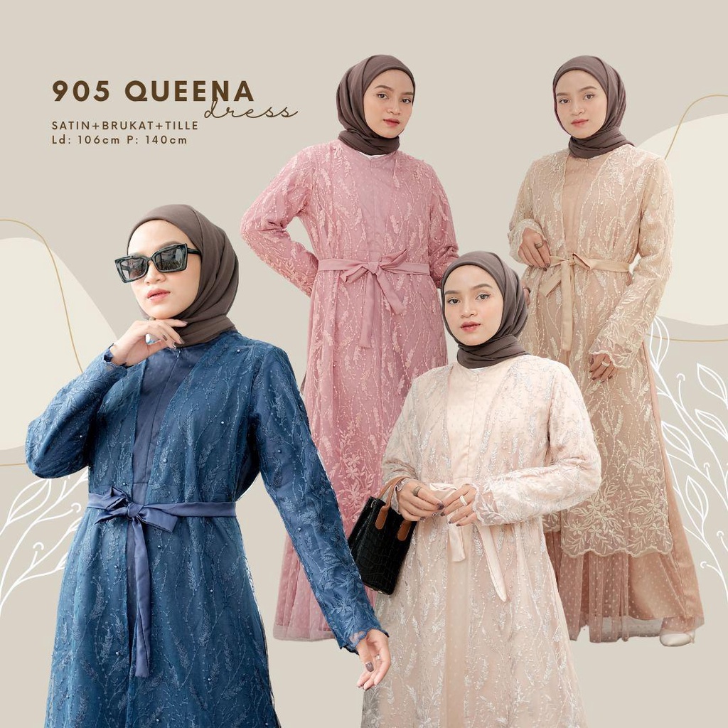 QUEENA DRESS / DRESS LEBARAN / DRESS RAYA/ DRESS KONDANGAN / SERAGAMAN