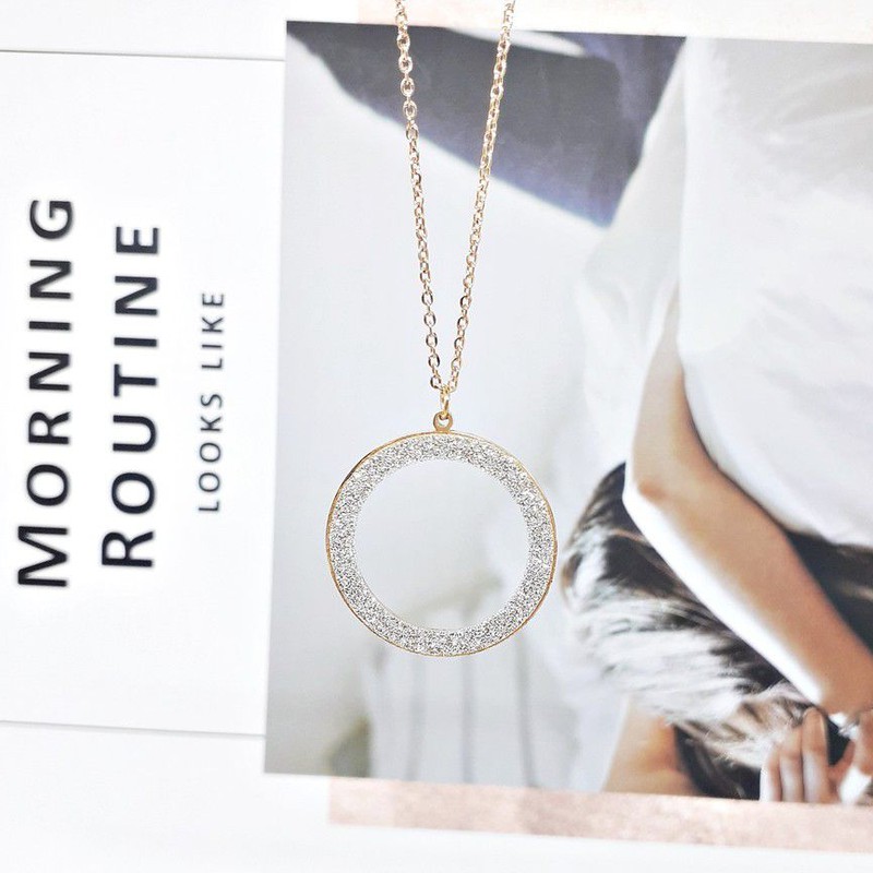 Kalung Titanium Lingkaran Glitter Wanita Fashion Rosegold - BN362